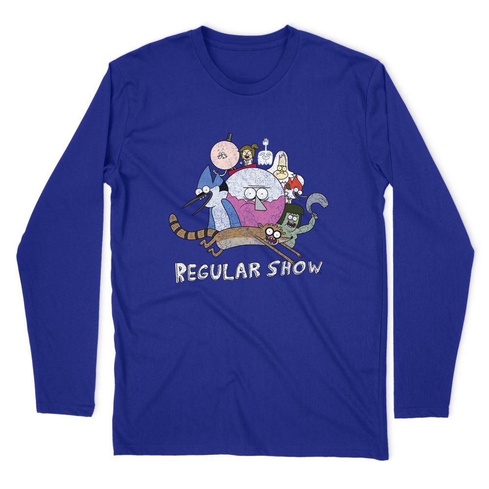 REGULAR SHOW SURROUNDING BENSON JUNIORS LONG SLEEVE T-SHIRT