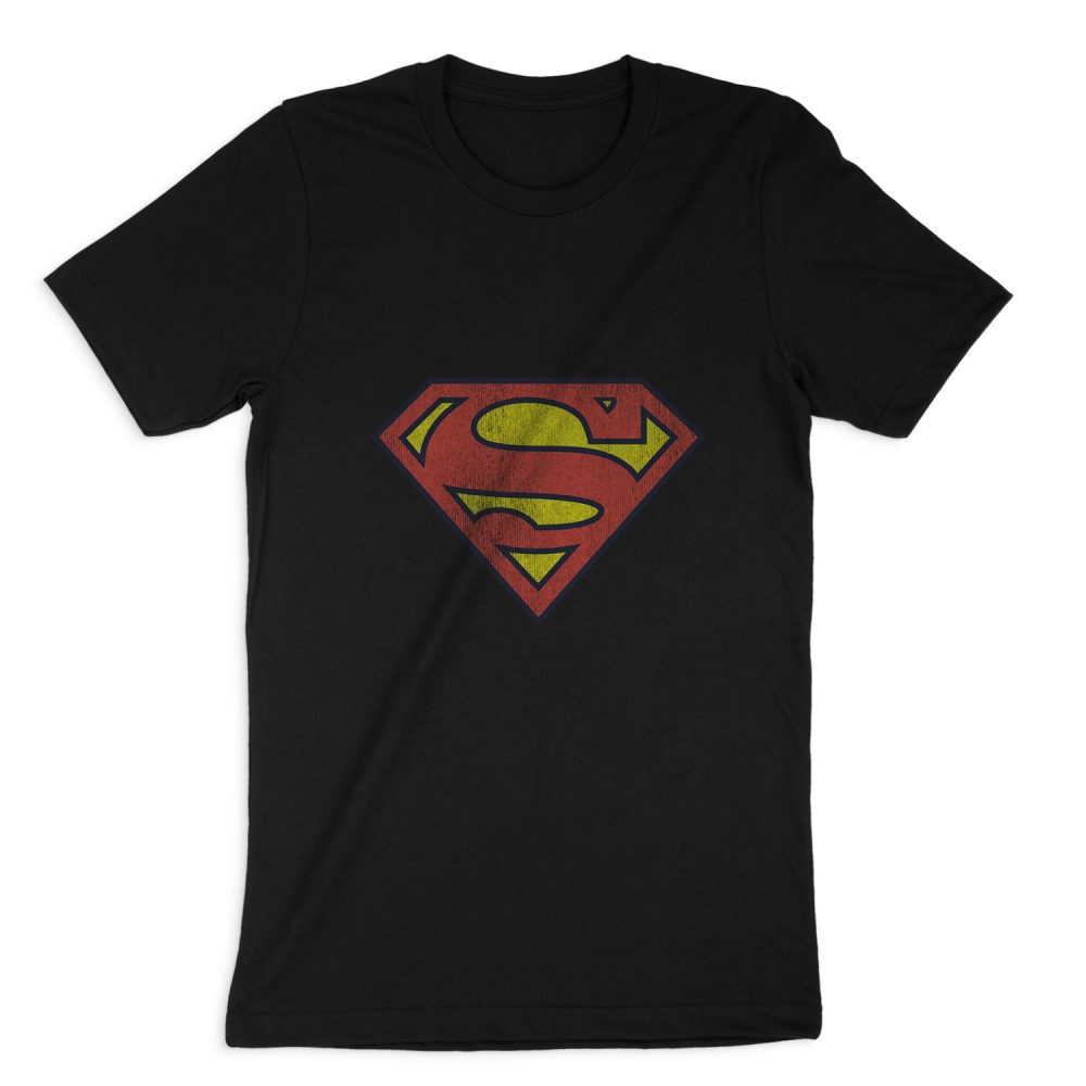 DC COMICS RETRO SUPES LOGO DISTRESSED SHORT SLEEVE T-SHIRT