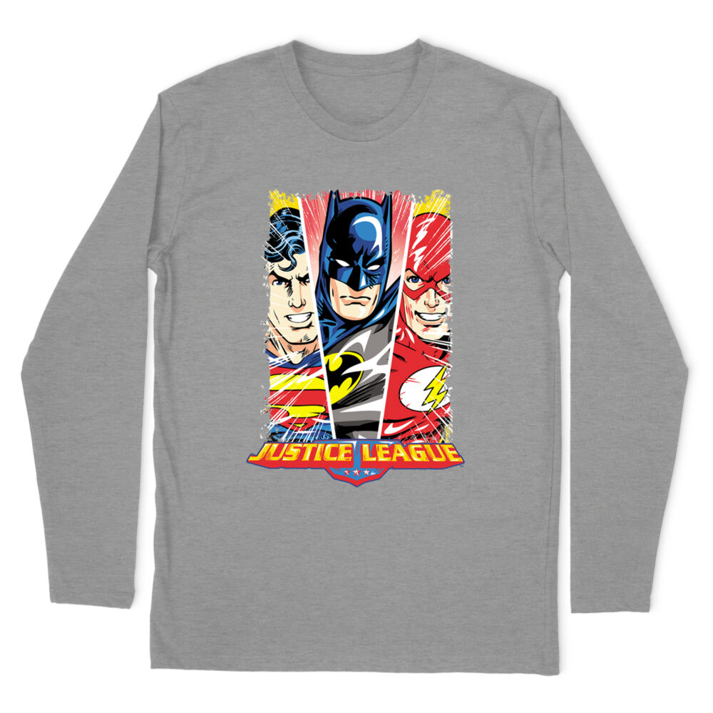 JUSTICE LEAGUE HERO TRIPTYCH LONG SLEEVE T-SHIRT